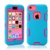 iPhone 5c - 3 Piece Hard Plastic Silicone Hybrid Drop Shock Proof Protective Phone Cover Case - Blue Pink